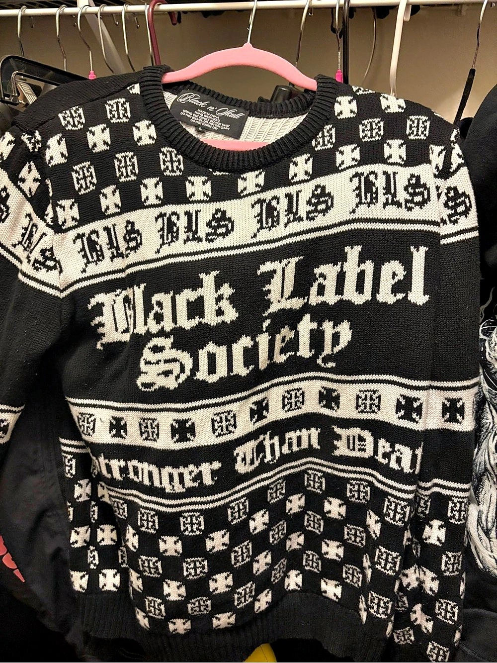 Blackcraft Cult Black Label Society Skull Sweater Black & White Crewneck Like